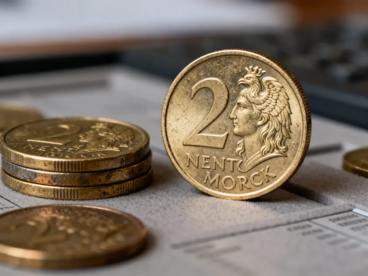 Zbliżenie na polskie monety okolicznościowe 2 zł w różnym stanie zachowania