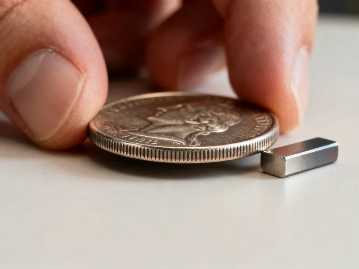 Testowanie krawędzi monety magnesem neodymowym