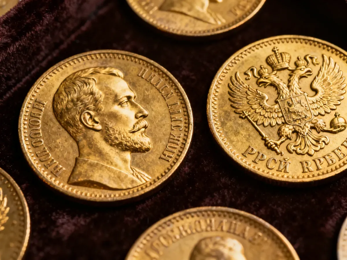 Złote ruble Mikołaja II z portretem cara i dwugłowym orłem