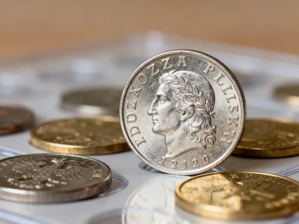 Polskie monety okolicznościowe w różnym stanie zachowania